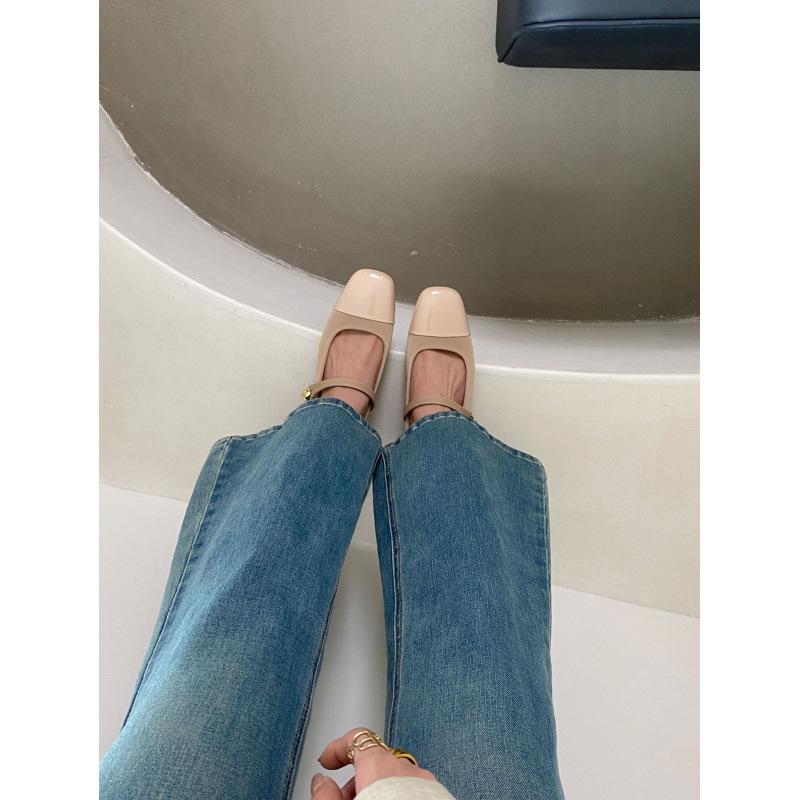 2025 Spring and Autumn New Fashion Versatile Thick Heel Mary Jane Single Shoes Women's Shoes French Medium Heel Evening Square Head