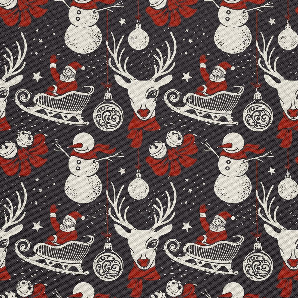 Outdoor Dekostoffe Oxford - Motiv Winter Weihnachten Schlitten Schneemänner I Dx146