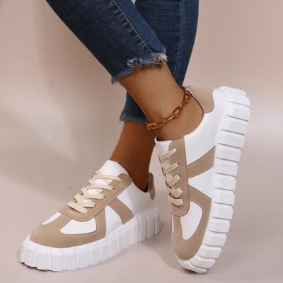 2024 New Summer Women's Sneakers Fashion Color Block Vulcanized Shoes Cross Lace Up Sneakers Women Flat Platform Casual Shoes