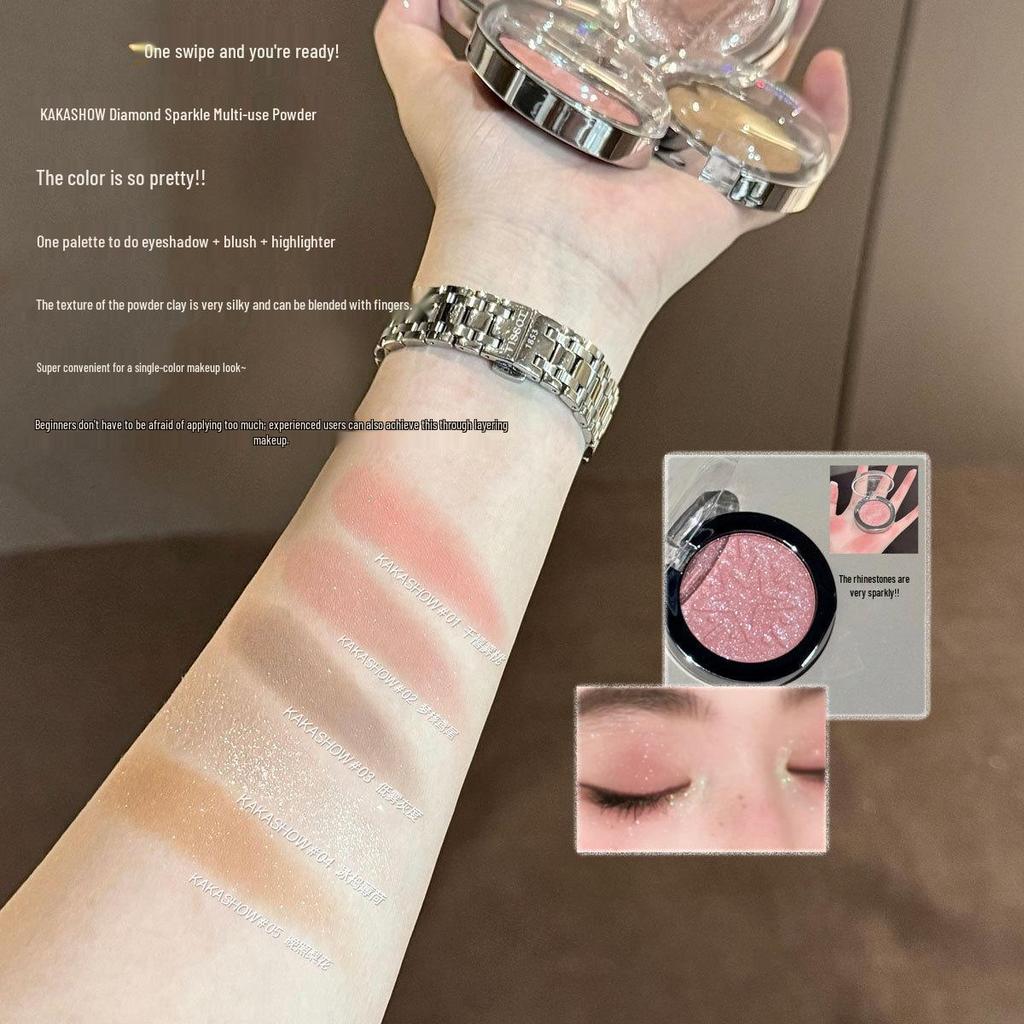 Kakashow Diamond Sparkle Multi-use Powder: Highlighter, Eyeshadow, Crushed Sparkle Stars, Dynamic Pearl Contour. Versatile Eye Makeup.