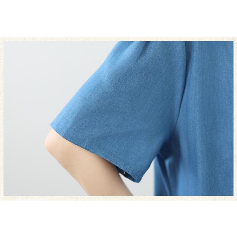 DIMANAF 2026 Plus Size Summer Women Denim Dress Elegant Fashion Lady Sundress Jeans Blue Long Dress Casual Spliced Clothing