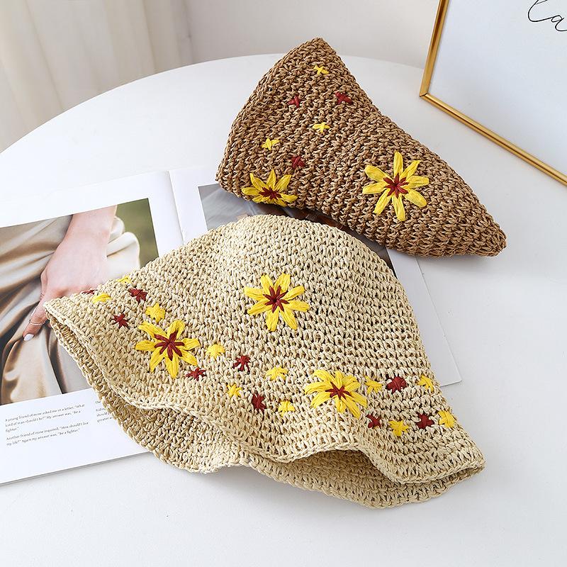 Woven Straw Hat Women's Summer Sun Protection Sun Hat Travel Beach Sun Hat Vacation Breathable Foldable