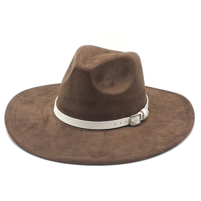 Big Edge Jazz Top Hat Women'S 9Cm Brim Suede Peach Heart Top Fringed Hat