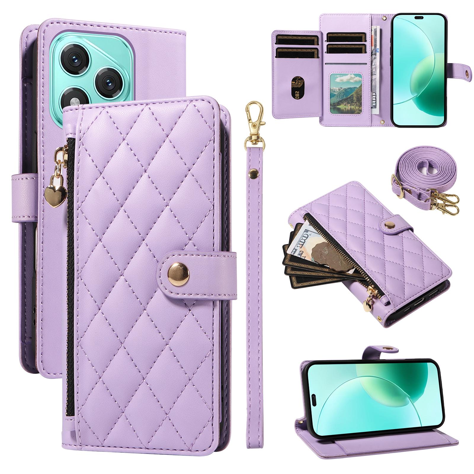 

For Honor X70i/Honor 400 Lite 5G Wallet Case with Straps, Rhombus Leather Stand Phone Cover H