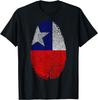 Chile Flag Fingerprint It Is In My DNA Gift for Chileans TShirt Short Sleeve Casual 100 Cotton Shirt