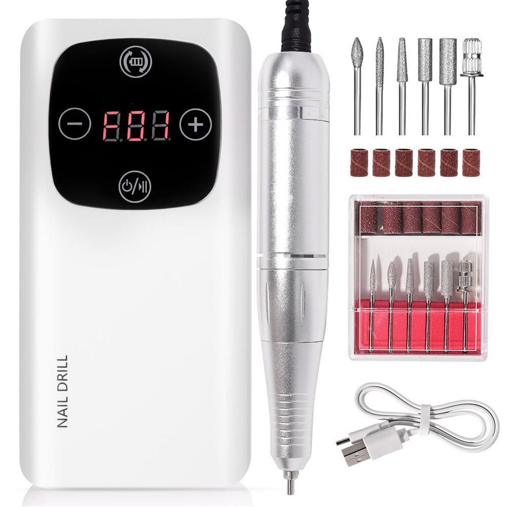 Handheld Nail Drill Electric Manicure Machine Cordless Portable Rechargeable Professional Polisher File Tool