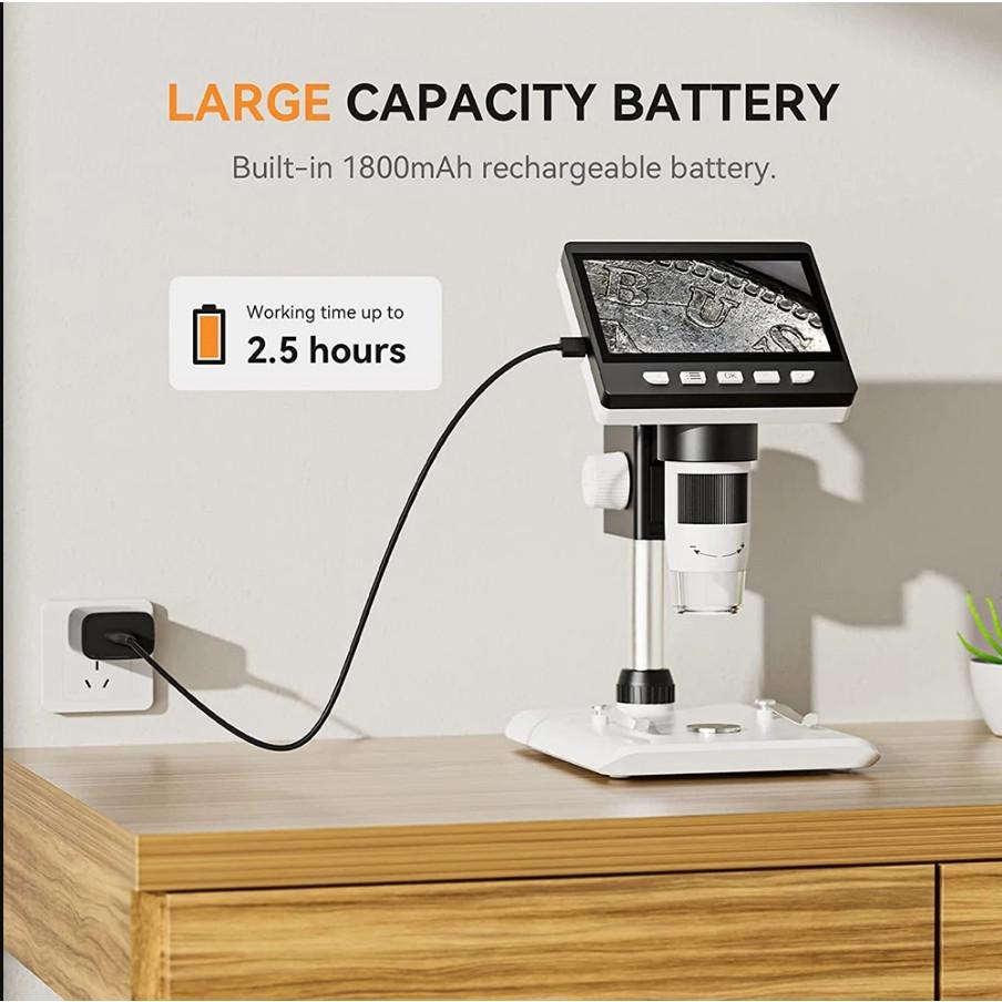 4.3 Inch HD 1080P 50-1000X Coin Microscopio Digital Microscope 2000mAh Electronics Repair PCB Soldering Microscope