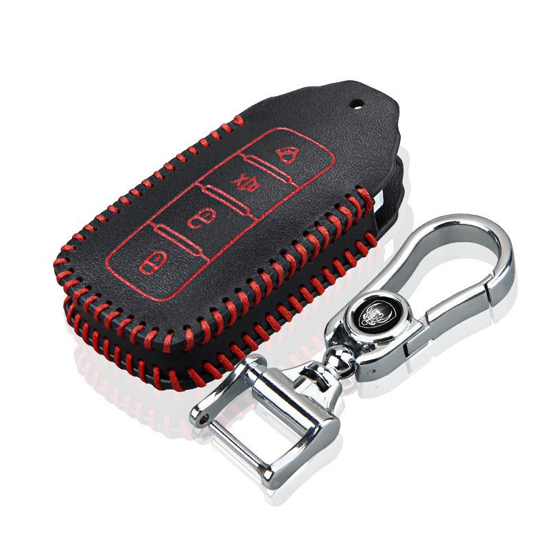 Volkswagen Hand-stitched Leather Key Pouch: Professional Protective Cover for Car Remotes