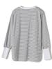 SHIPS for Long Ribbed Sleeve Top in Size One Size Women's Striped/Solid Colors, 312050299, White,