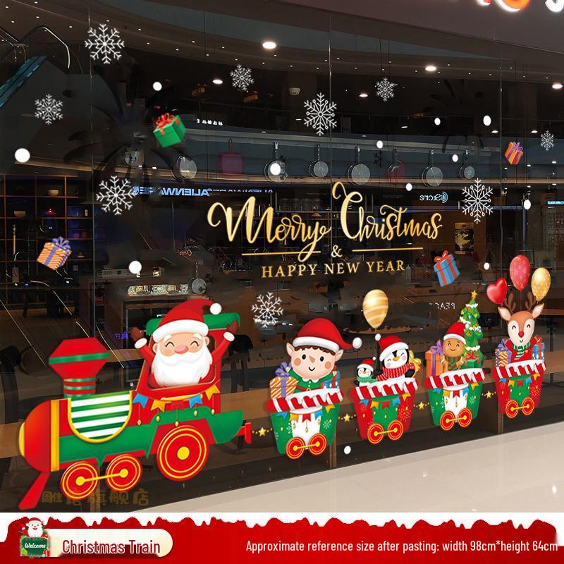 Santa Claus and Tree Window Cling Decorations for Christmas