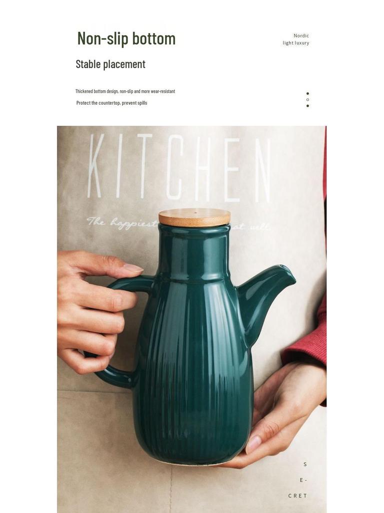 Ceramic Leak-Proof Oil Pot - Large Capacity for Home Use