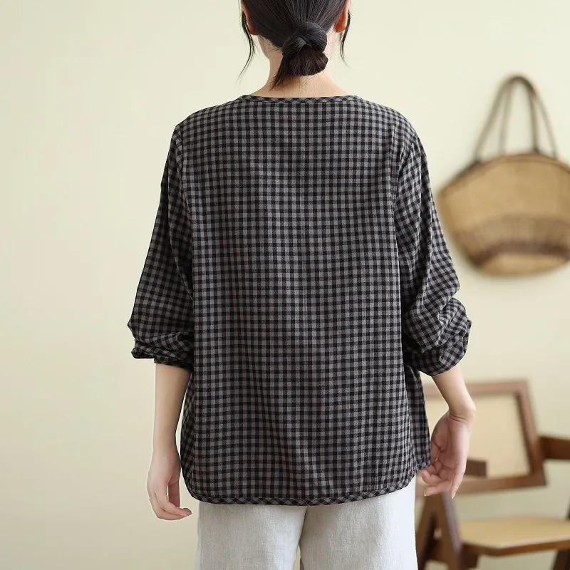 Middle-aged and Elderly Mothers Long-sleeved T-shirt Women's Spring and Autumn New Style Literary Retro Loose Versatile