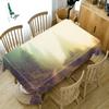 Thicken Cotton Tablecloth Misty Woods Landscape Pattern For Wedding Picnic Party Rectangular Round Table Cover