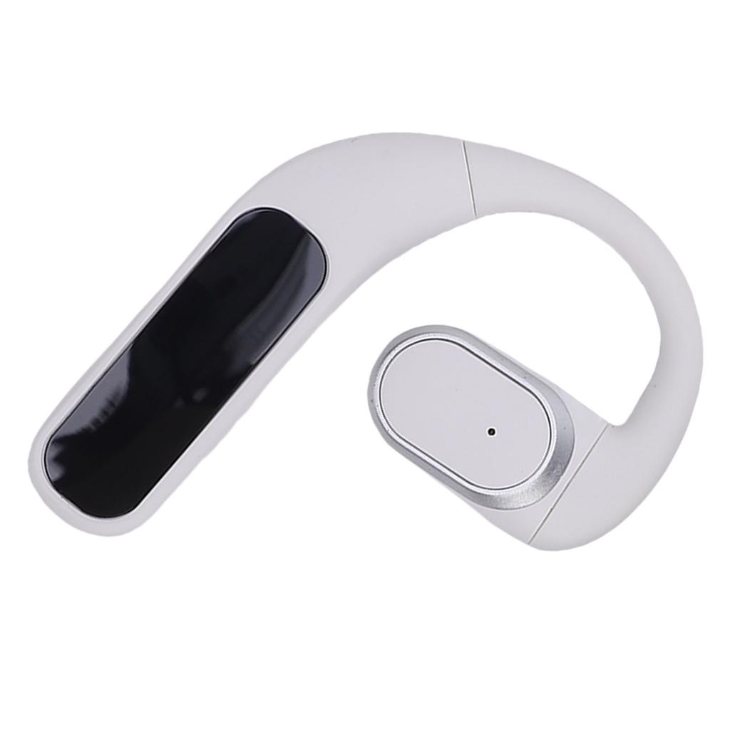 Wireless Bluetooth Earphone Digital Display Water Proof Over Ear Bud with Ear Hook for Mobile Phones White