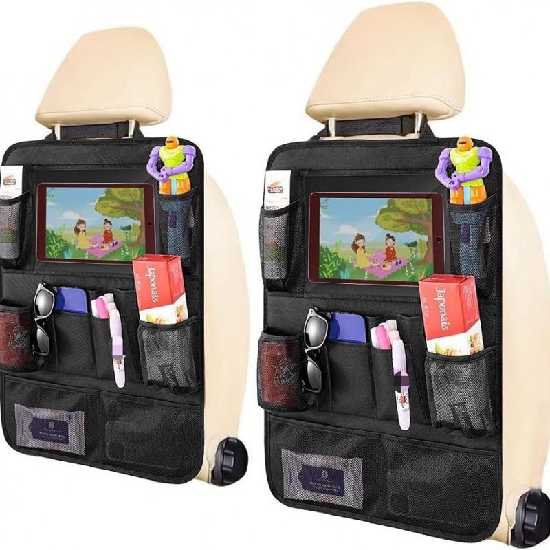 Car Seat Back Organizer Bag IPad Tablet Phone Snacks Storage Hanging Pocket Rear Passenger