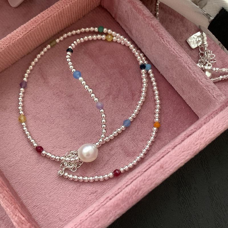 Elegant Rainbow Beaded Necklace: Women s Fashionable & Versatile Clavicle Chain - Trendy Internet Celebrity Style
