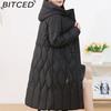 BITCED Women's Long-Length Winter Coat with Hood and Drawstring Waistband Fitted and Flattering Silhouette for a Slimming Effect