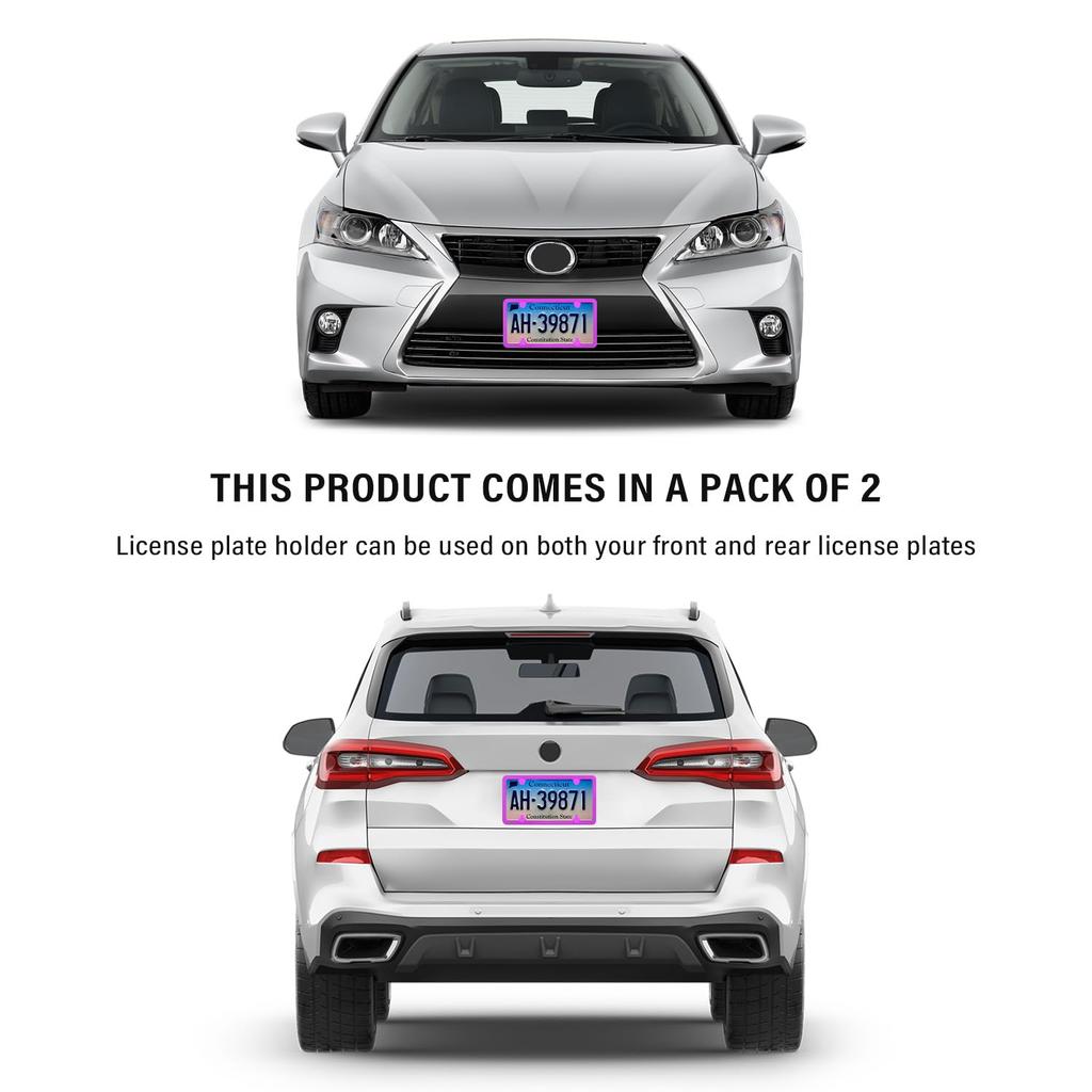 2 szt. Kolorowe ramki na tablicę rejestracyjną z uszczelkami, śrubami i zaślepkami Stal nierdzewna 4