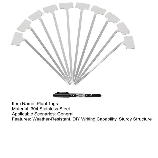 10Pcs Stainless Steel Plant Tags Waterproof Weatherproof Reusable Garden Markers