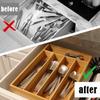 Bamboo Storage Box: 5-Compartment Cutlery and Silverware Tray for Kitchen or Bedroom