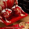 Wedding Tea Set: Red Bowls, Cups, and Chopsticks for Bride's Dowry