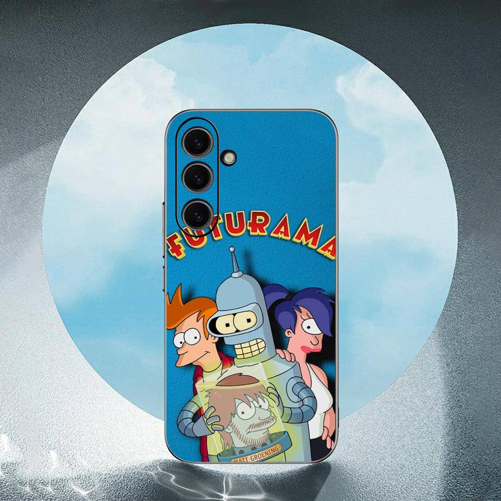 Cute Futuramas For Kid For Samsung Galaxy S25 S24 S23 Ultra S22 S21 Plus S20 Black Soft Silicone Protective Case