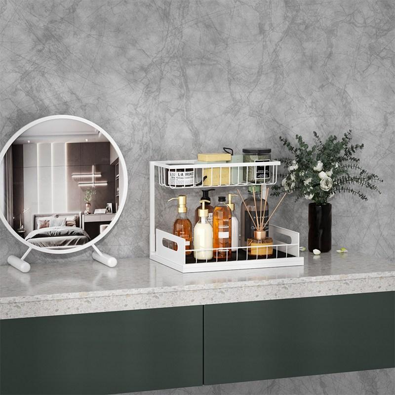 1/2 Pezzi Scaffale Estraibile per Armadio Scaffale portaoggetti con Binario Scorrevoli Cassetto Estraibile Porta Spezie Vassoio portaoggetti Organizzatore per Cucina