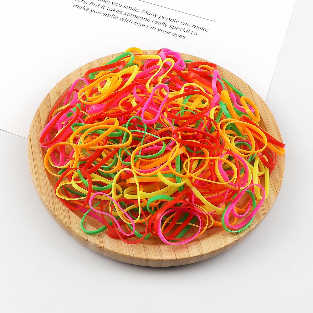 500pcs/Pack Colorful Disposable Elastic Hair Bands for Kid Girl Scrunchie Rubber Band Hair Accessories Hair Ties Ponytail Holder