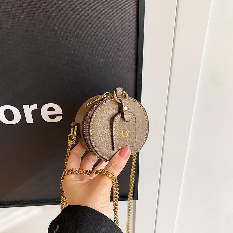 Stylish Retro Mini Round Bag For Kids And Adults With Chain Design Lightweight