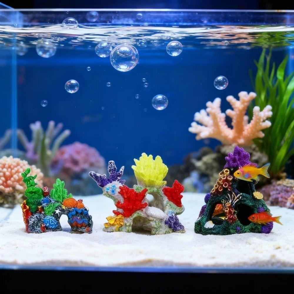 Creative Aquarium Coral Reef Ornaments Colorful Simulated Resin Rockery Aquatic Habitat