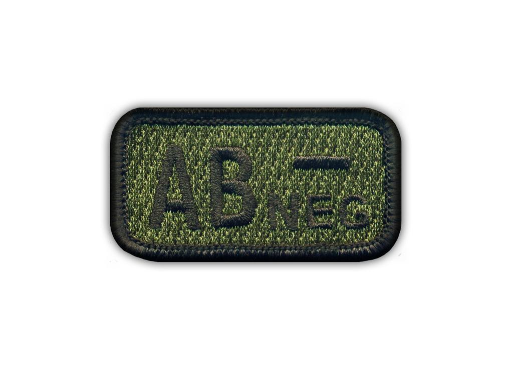 Patchion Blood Type AB "neg" Olive-drab - Iron-on / Heat Seal Backing - Embroidered Patch/Badge/Emblem