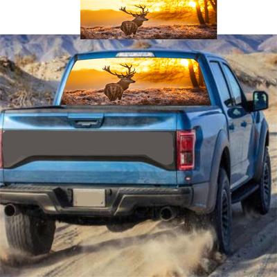135x36cm SUV Pickup Truck Rear Window Forest Sunset Deer Graphics Decal Sticker