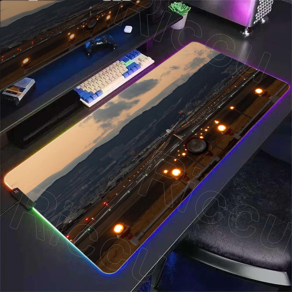 RGB Desk Mat Aviation Theme Mouse Pad Large Rubber Anti-slip Aircraft Dashboard Mousepad Office and Gamr Keyboard Mats Decor Mat
