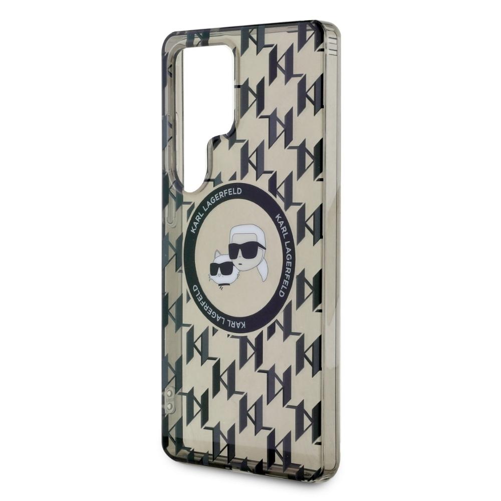 Karl Lagerfeld Button Case Karl & Choupette Heads On Kl Pattern Magsafe For Samsung Galaxy S25 Ultra Black