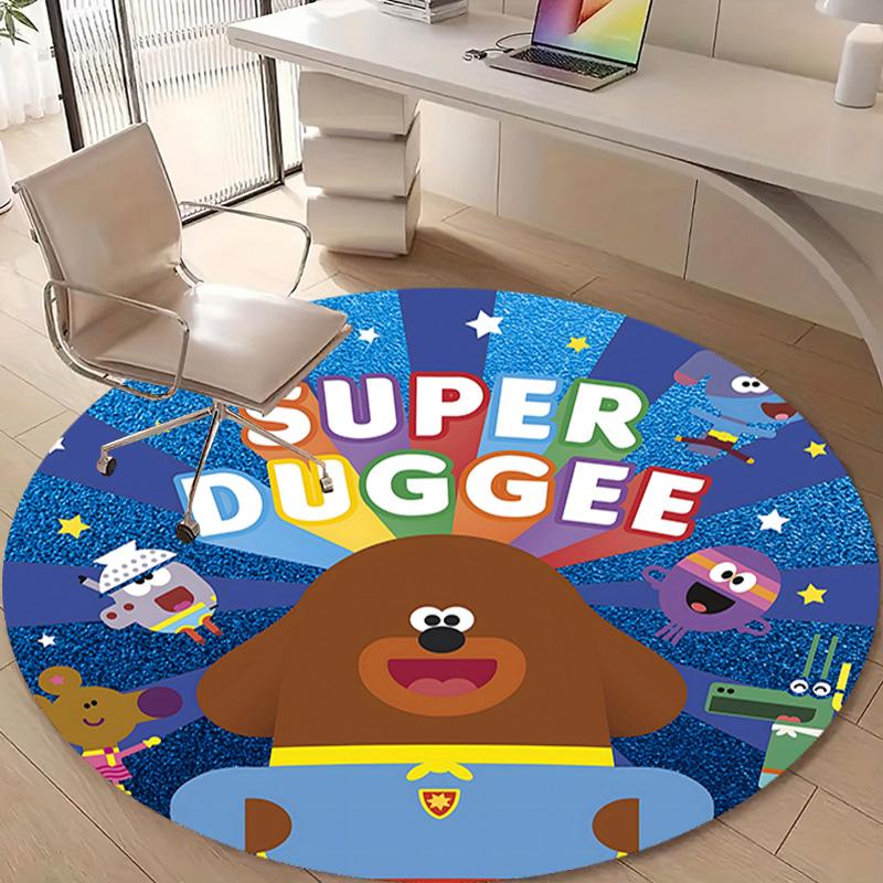 1pc Hey Duggee2 Design Printed Area Round Carpet for Bedroom Living Room Home Decor Rugs Mat Non Slip Mat Rug for Bedside