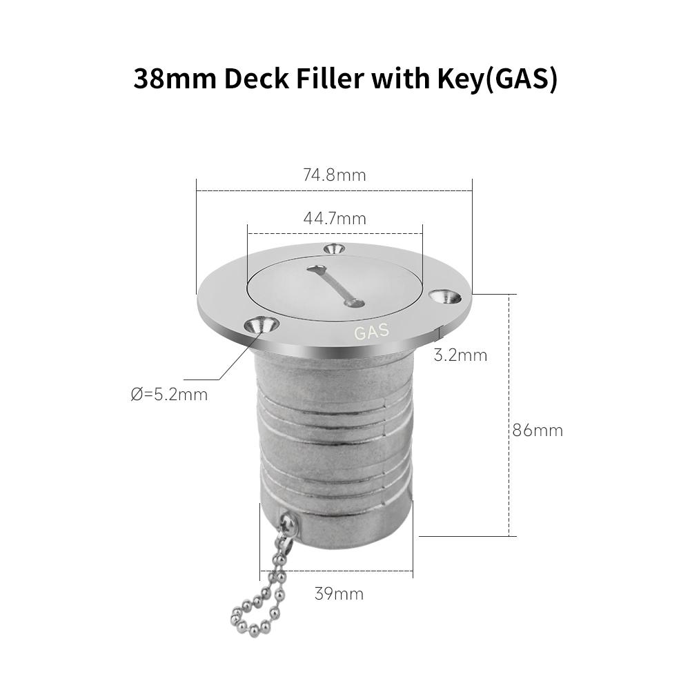 

38/50MM AISI 316 Stainless Steel Deck Filler with Key Cap GAS DIESEL FUEL WASTE WATER Mirror Polish Marine Deck Filler Cap 38mm GAS