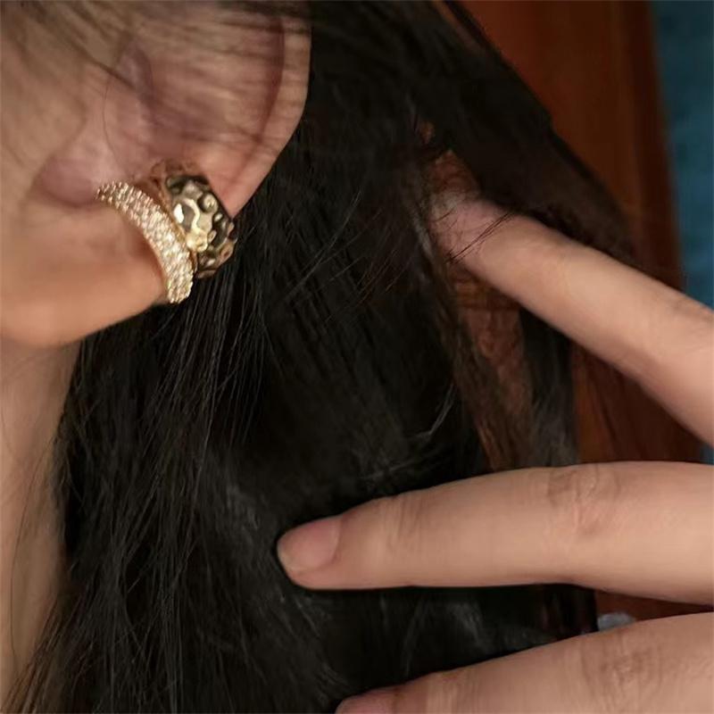 

1 шт. трендовая циркониевая двухслойная серьга-кафф без пирсинга панк металлическая геометрическая сережка-клипса для женщин Y2K ювелирные изделия золотой