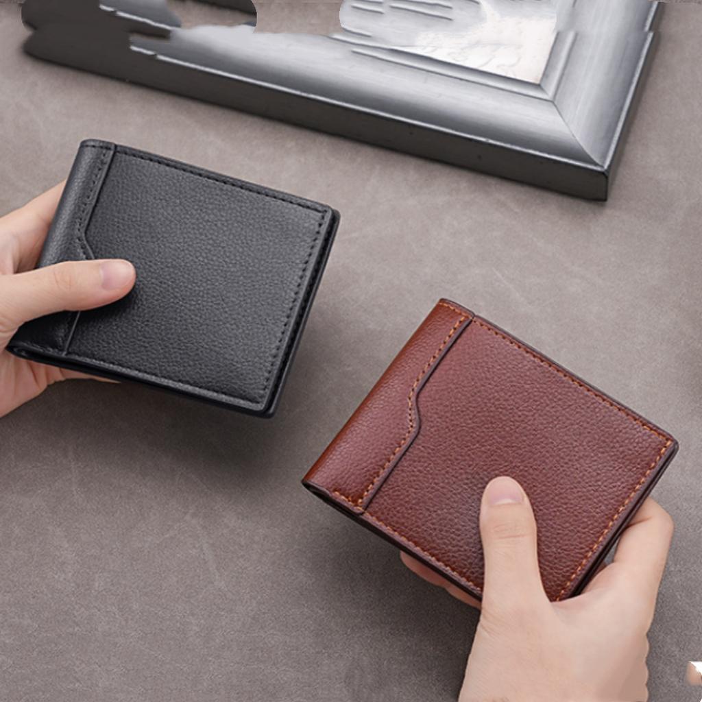Coin Purse  Men'S Short Wallet Bifold Wallet Slim Pu Leather Wallet For Pocket Carry Gifts Daily Use