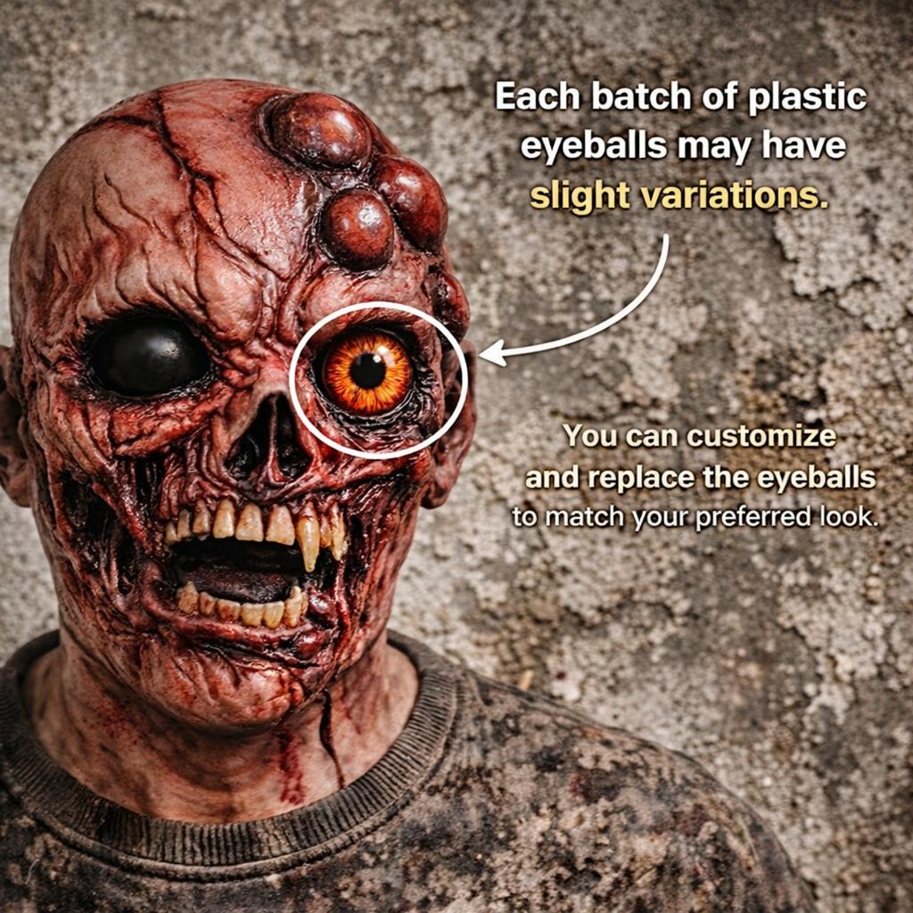 Scary Mutant Zombie Skull Latex Full Face Mask Fangs Monster Details Eco-Friendly Reusable for Halloween Cosplay Haunted House