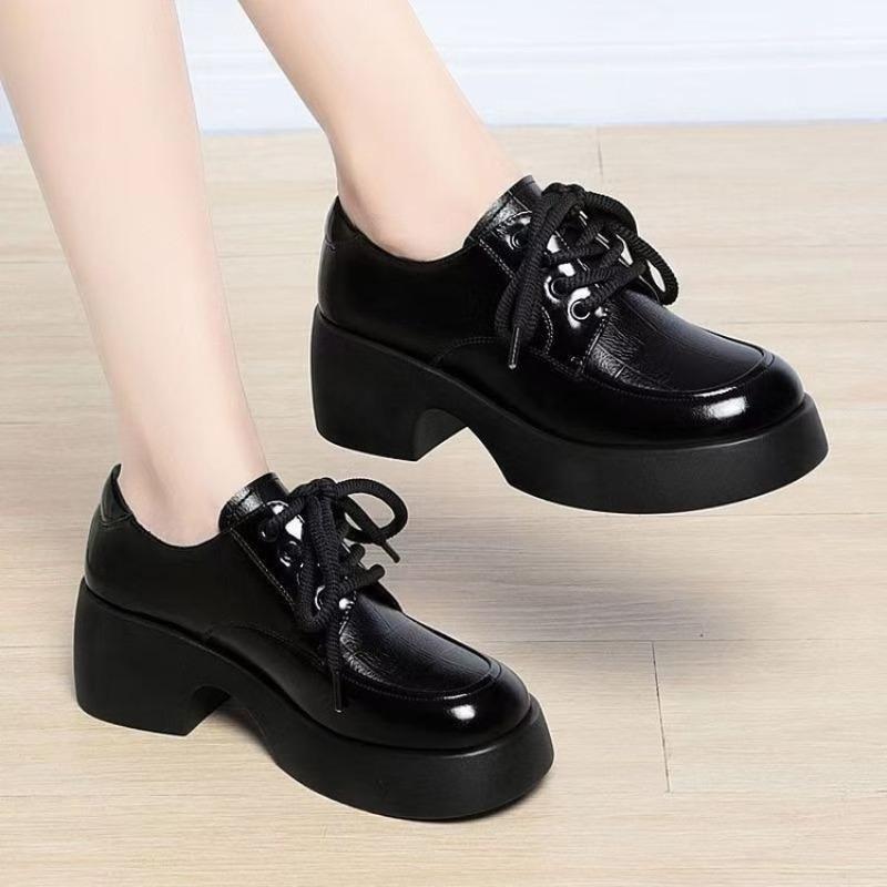 Women's Autumn New Small Leather Shoes Platform-soled Fashion Versatile Soft-soled Single Shoes Women's Casual Shoes