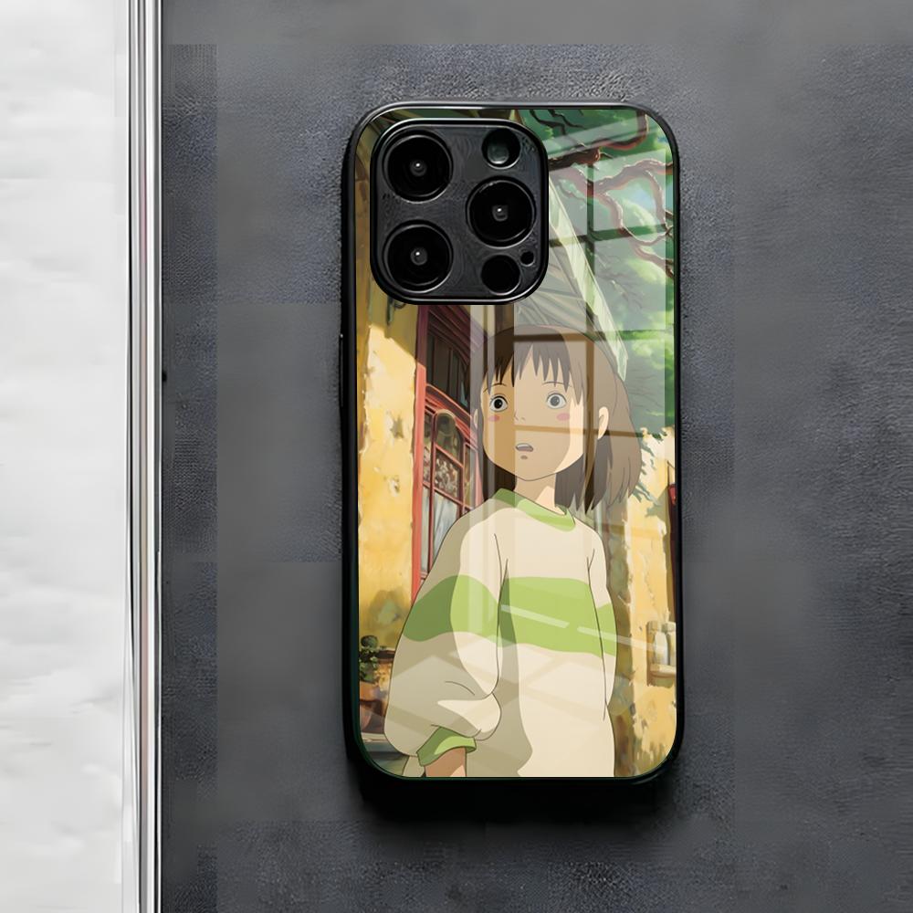 S-Spirited CARTOON A-Away Phone Case For IPhone 17 Air 16 E Pro Max 15 14 13 Mini 12 Pro 11 Max Plus Black Glass Cover