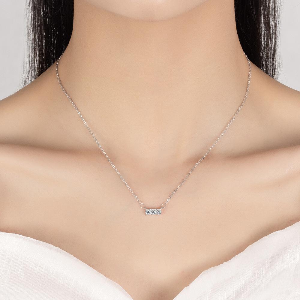 925 Sterling Silver Fashion Versatile Zircon Necklace Birthday Anniversary Party Gift Daily Wear