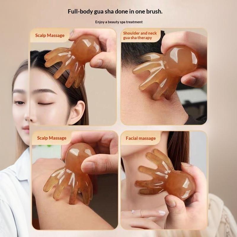 2Pcs Resin Octopus Massage Comb Head Meridian Scraping Scalp Massager Spa Gua Sha Massage Comb Fatigue Relief Massag