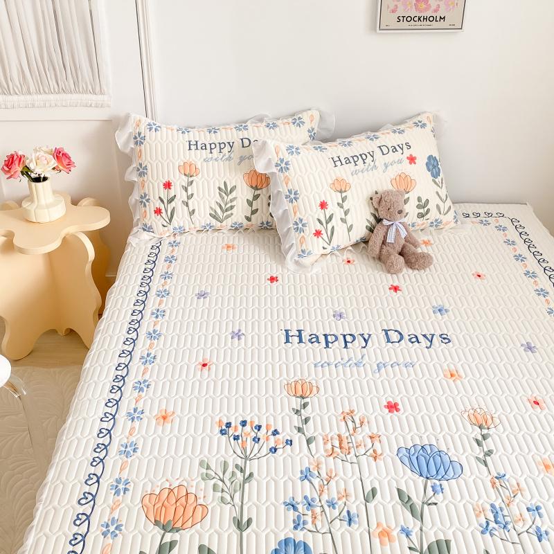 

Юбка-кровать Комплект постельного белья Простыни и наволочки INS Летний латексный коврик из ледяного шелка 3 предмета Французский моющийся комплект постельного белья принцессы 150x200cm