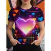 Beautiful Retro Colorful Creative 3D Printed Short Sleeved T-shirt Fashionable Comfortable Soft Breathable Large Loose Womens T-shirt