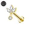 G23 F136 Titanium Zircon Flower Internal Thread Lip Stud Earring Eyebrow Ring Horseshoe Ring Dermal Anchor Skin Piercing Jewelry