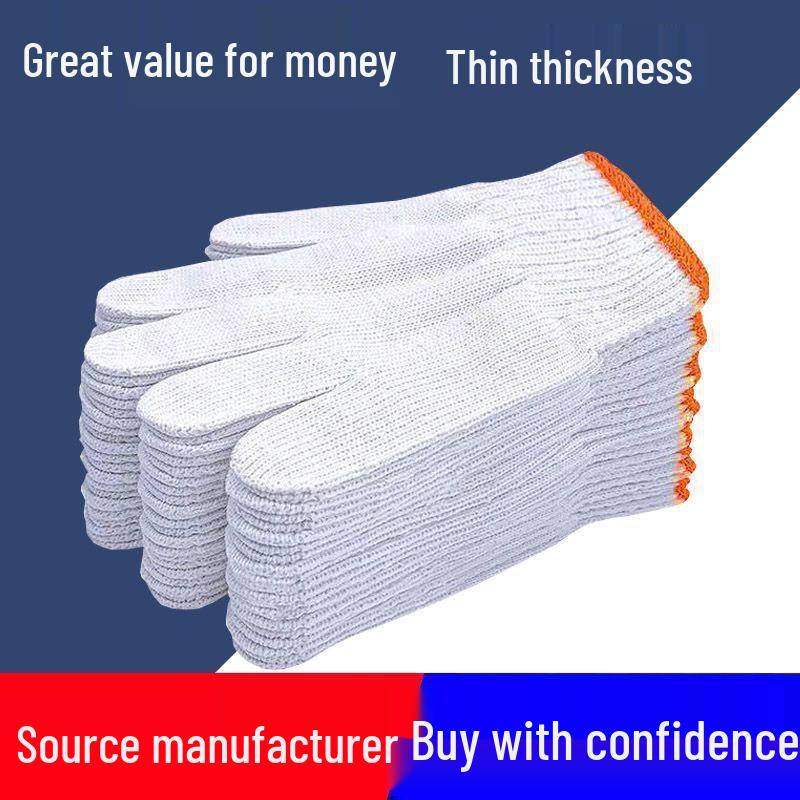 5-Off New Arrival: Thick, Durable Cotton Yarn & Nylon Work Gloves - Non-Slip, Dirt-Resistant