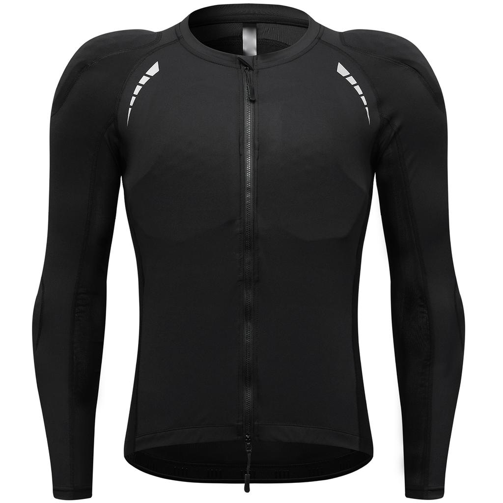 Men s Protective Jacket Breathable Motorcycle Shirt Sportswear with Removable Armor Pads Black EU L