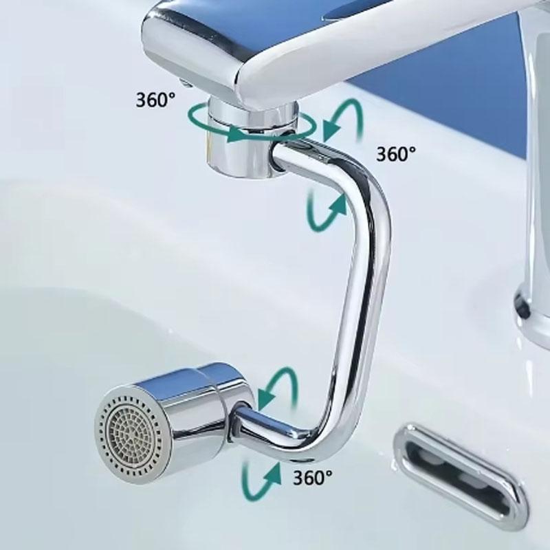 1pc 1080° Swivel Stainless Steel Faucet Extender Splashproof Dual Spray Mode Bathroom Sink Accessories Universal, with Adapter