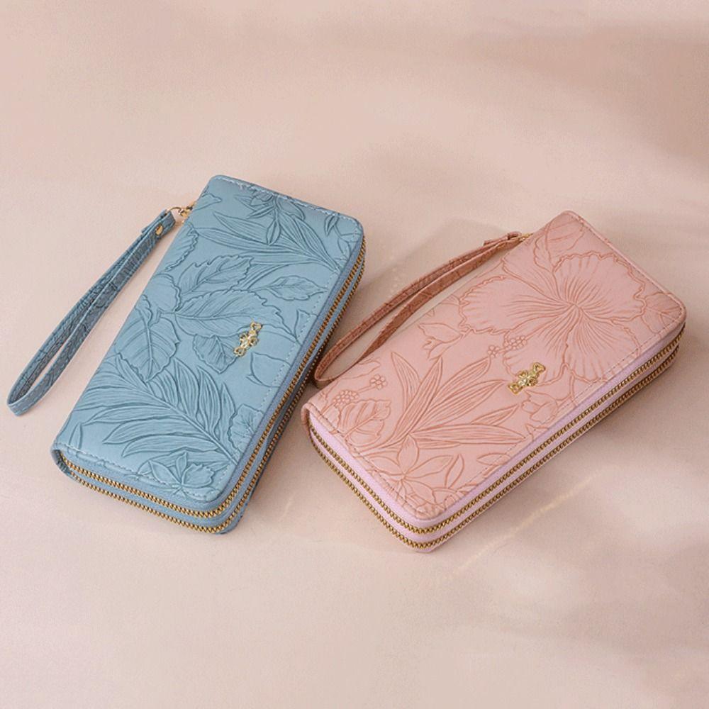 

Leather Coin Purse Zipper Card Holder Portable Long Purse хакі